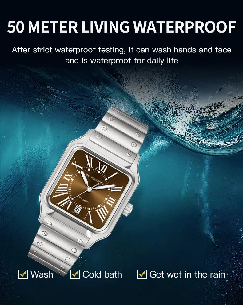 Specht&Sohne New Men's Watches Japan Miyota 8215 Movt Mechanical Wristwatches Stainless Steel 50M Waterproof Relogio Masculino