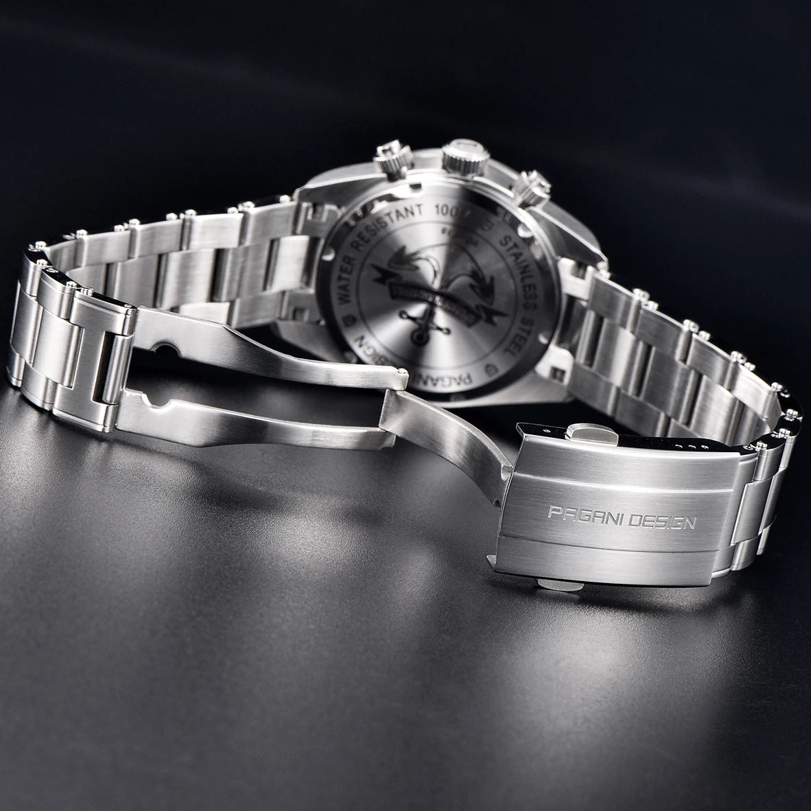 Orologio da uomo PAGANI DESIGN «Panda» – Cronografo al quarzo di lusso, impermeabile, vetro zaffiro con trattamento antiriflesso, orologio sportivo luminescente