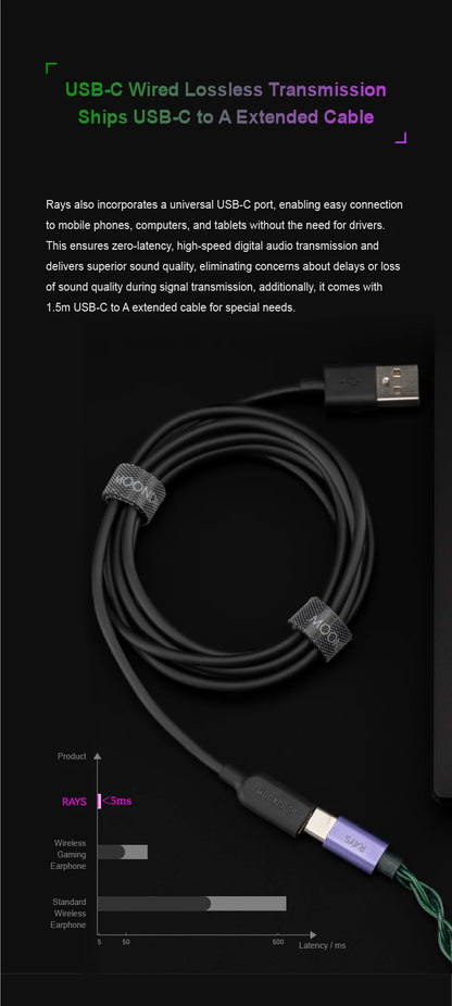 MOONDROP RAYS Gaming Earphones Gravity USB-C DSP Game Sound Card Professional Gaming lEMs Co-tuned with Professional Players
