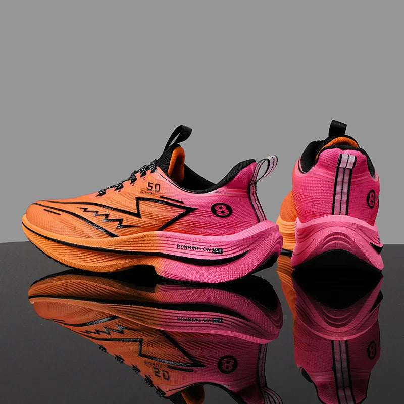 Herren-Sportschuhe – professionelle, gedämpfte Laufschuhe mit Carbonplatte, atmungsaktive Schnür-Sneaker für Freizeit, Marathon und Training