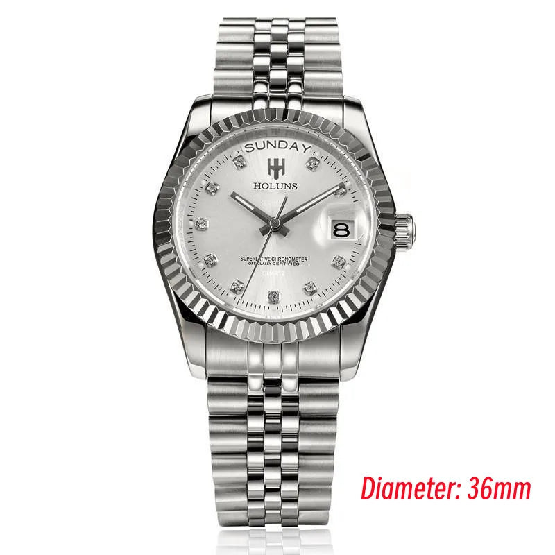 Relojes de hombre Holuns Luxury Classic de 36/41 mm en oro, con movimiento de cuarzo MIYOTA de Japón, de acero inoxidable, reloj de pulsera clásico de negocios, resistente al agua