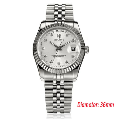 Relojes de hombre Holuns Luxury Classic de 36/41 mm en oro, con movimiento de cuarzo MIYOTA de Japón, de acero inoxidable, reloj de pulsera clásico de negocios, resistente al agua