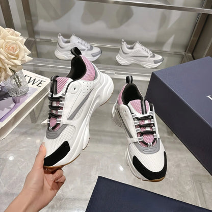 Men's Sport Shoes High Version B22 Cowhide Lightweight Breathable Mesh Contrast Color Laces Reflective Comfortable Unisex
