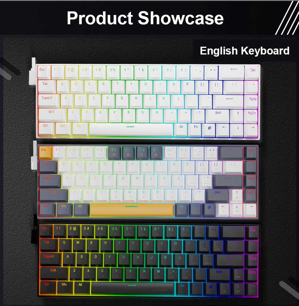 E-YOOSO Z686 RGB USB 60% Mini Slim Mechanical Gaming Wired Keyboard Red Switch 68 Keys Russian Brazilian Portuguese for Compute