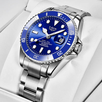 Montre-bracelet LIGE Fashion Business pour homme, étanche à 3 ATM, luminescente, montre de luxe sportive à quartz, chronographe de plongée