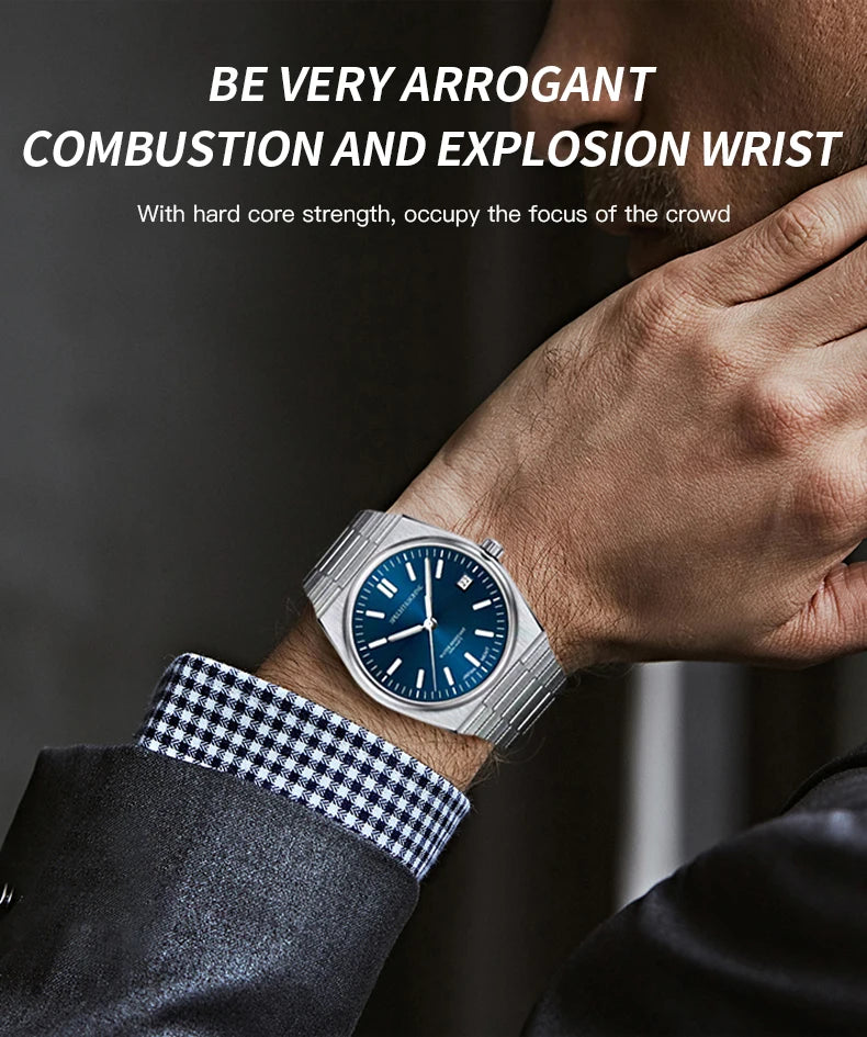 2025 SPECHT&SOHNE New Rubber Strap Fashion Quartz Watches For Men Stainless Steel Watch Ice Blue Luminous Sapphire Crystal 5BAR