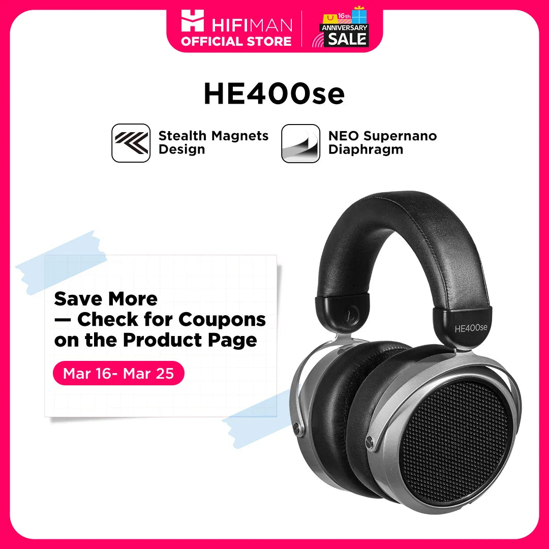 HIFIMAN HE400SE Stealth Magnets Over-Ear Open-Back Full-Size Planar Magnetic Wired Headphones