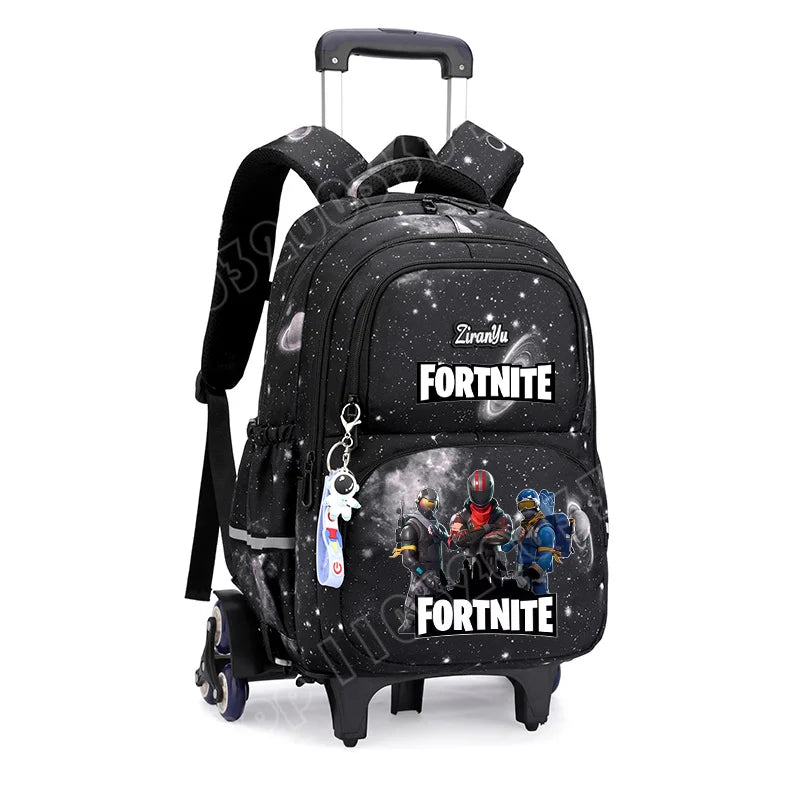 Fortnite Trolley Bag Easy Stair Climbing Anime Waterproof Wheeled Backpack Large Capacity Student Schoolbag Casual Travel Bag