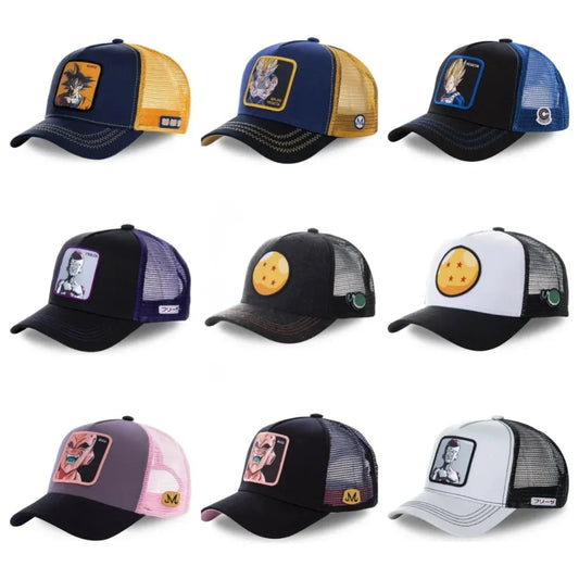 Dragon Ball Son Goku Cap Baseball Cap Summer Travel Peaked Cap Men's Embroidered Hip-Hop Sun Visor Adjustable Trucker Mesh Cap