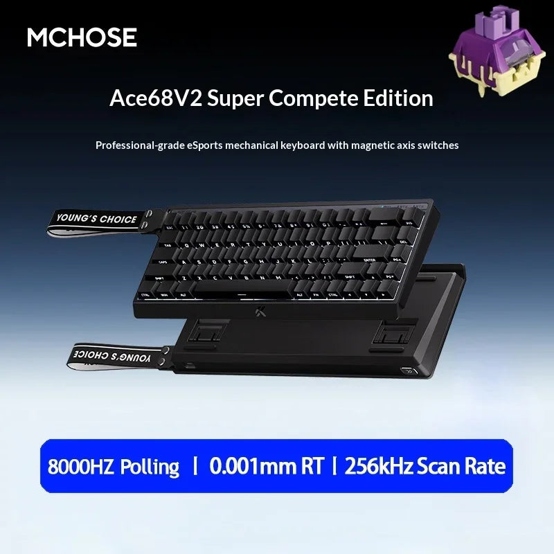 MCHOSE ACE68 V2 Gaming Keyboard Hall Effect 0.001MM RT 8kHz Polling Rate Hot Swappable Support 16K/128K/256K Scan Rate RGB DKS
