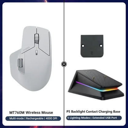 Rapoo MT760/MT760Mini Multi-mode Rechargeable Wireless Bluetooth Mouse Ergonomic 4000 DPI Support Up to 4 Devices Office Mice