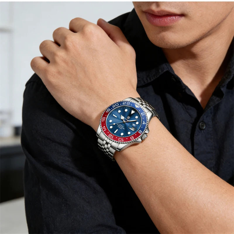 QINGXIYA Montres de luxe à quartz pour homme en acier inoxydable, étanches, avec date luminescente, montre-bracelet pour homme, reloj hombre