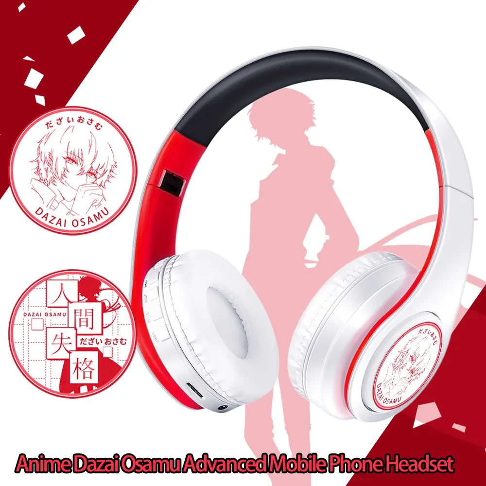 Japan Anime Headphone Demon Slayer Kimetsu No Yaiba Kamado Tanjirou Cosplay Bluetooth Headset Earphone with Mic Support TF Card