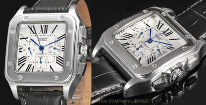 Fashion Jaragar Top Brand Men's Stylish Casual Skeleton Automatic Watch Multifunction Genuine Leather Strap Square Dial Business