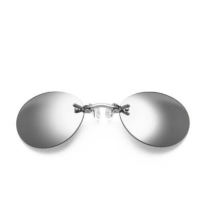 Runde randlose Sonnenbrille für Herren Matrix Morpheus Herren-Klassiker mit Nasenklammer Mini-Brille ohne Rahmen Marken-Designbrille UV400