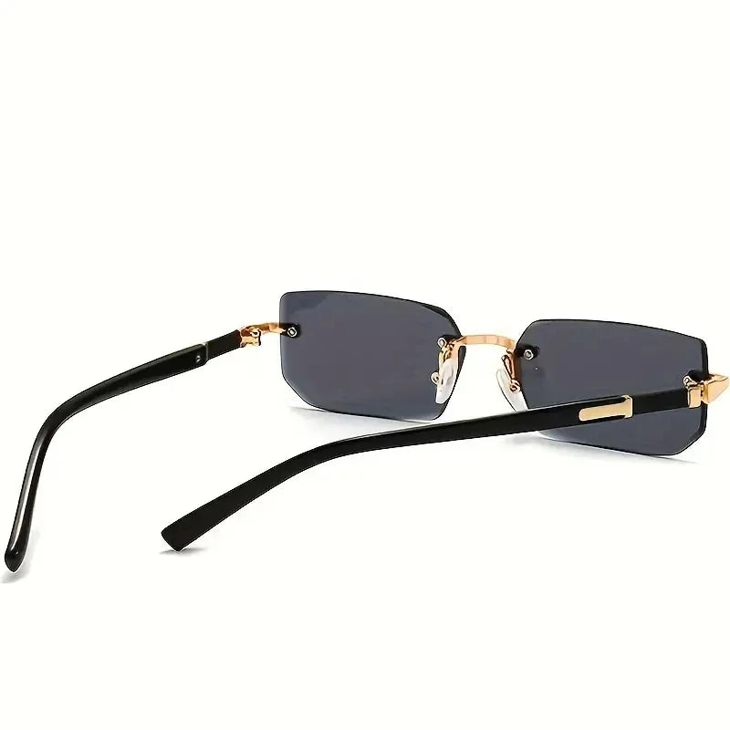 Rimless Sunglasses Rectangle Fashion Popular Women Men Shades Small Square Sun Glasses For Female male Summer Traveling Oculos