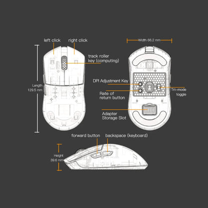 Darmoshark M3Pro Gaming Mouse 2.4G BT Wireless Tri-Mode PAW3395 Sensor N52840 26000DPI Big Hand Macro Driver Mouse For Gaming
