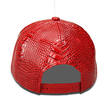 Trendy PU Crocodile Skin Hip Hop Cap For Men Women Rap Snap Back Cap Letter Flat Baseball Bonnet Homme Gold Dad Trucker Hat