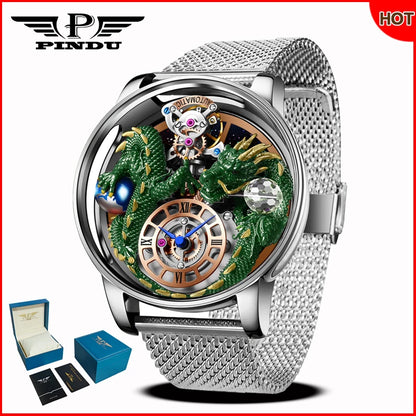 PINDU Design 2025 NEUE Herrenuhr Diamond Tourbillion Top-Marke Luxus Astronomia Quarzuhr für Herren Saphirglas wasserdichte Uhr