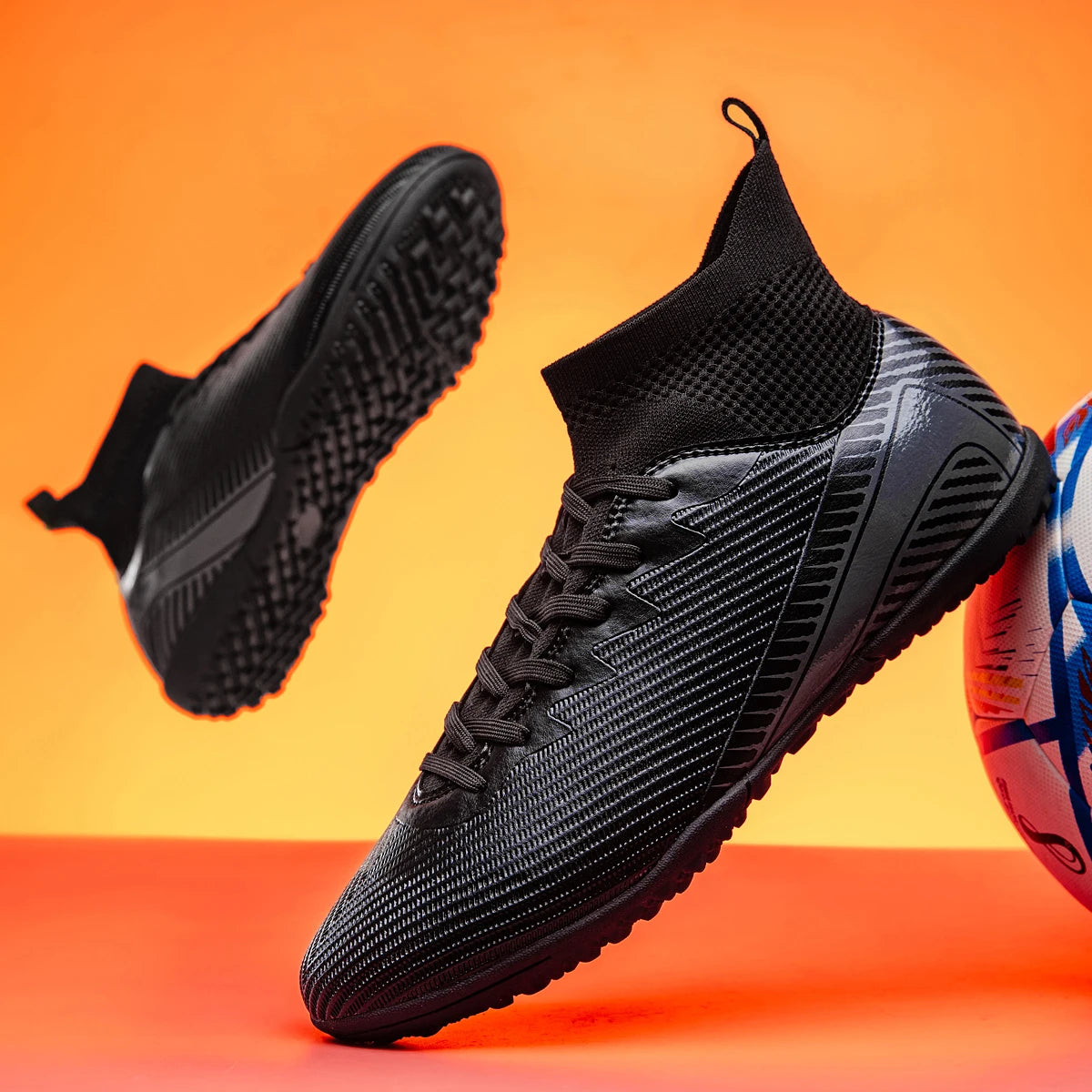 Chaussures de football pour adultes haute performance, unisexes, pour terrain extérieur et intérieur en gazon synthétique, avec crampons, chaussures de football pour garçons, semelles à crampons