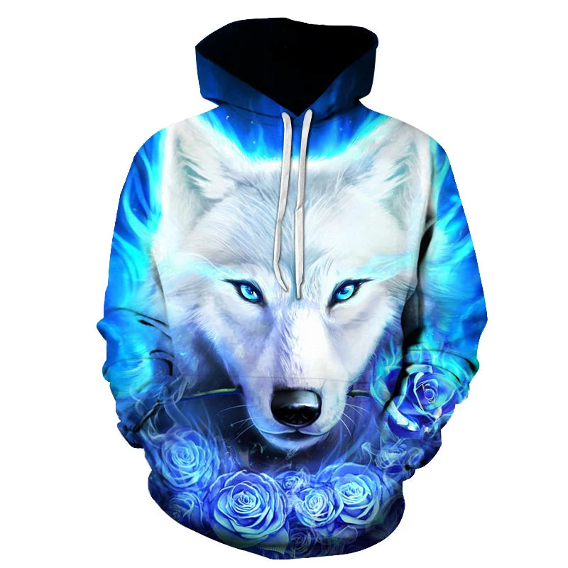 Mikiny s kapucí Animal Wolf s 3D potiskem pro muže i ženy, módní ležérní oversized pulovr, hip hop Harajuku streetwear hoodies