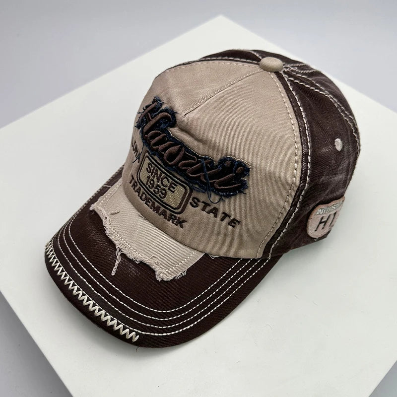 Bonés de basebol vintage coreanos lavados para homem e mulher, em algodão, com fecho snapback, bordado, design novo e versátil, letras bordadas, estilo casual desgastado