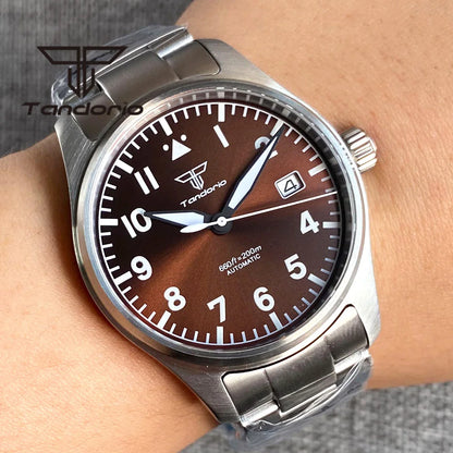 Tandorio 39mm Diving Pilot Automatic Watch for Men NH35/PT5000/Miyota8215 Movement AR Sapphire Crystal 20BAR Waterproof Luminous