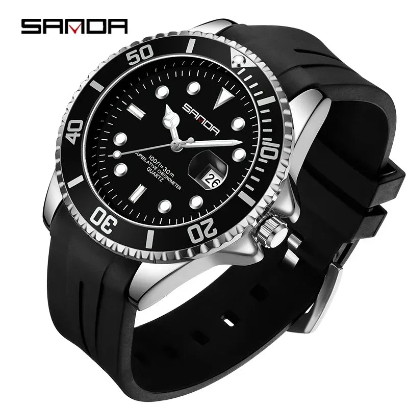 SANDA 7018 Montre à quartz pour homme très vendue Montres de sport pour homme Montre de luxe étanche en silicone Montre à quartz pour homme Relogio Masculino