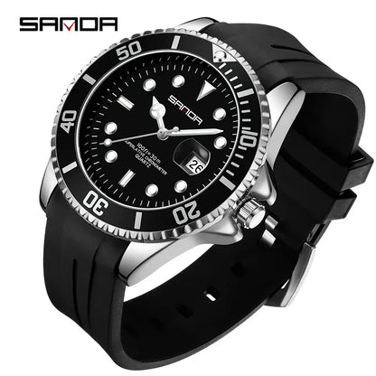 SANDA 7018 Montre à quartz pour homme très vendue Montres de sport pour homme Montre de luxe étanche en silicone Montre à quartz pour homme Relogio Masculino