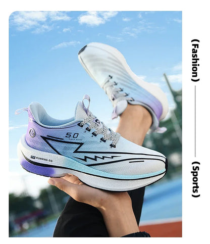 Herren-Sportschuhe – professionelle, gedämpfte Laufschuhe mit Carbonplatte, atmungsaktive Schnür-Sneaker für Freizeit, Marathon und Training