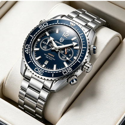 Orologio da polso di lusso da uomo del marchio QINGXIYA, cronografo sportivo impermeabile con data luminosa, orologio al quarzo casual da uomo