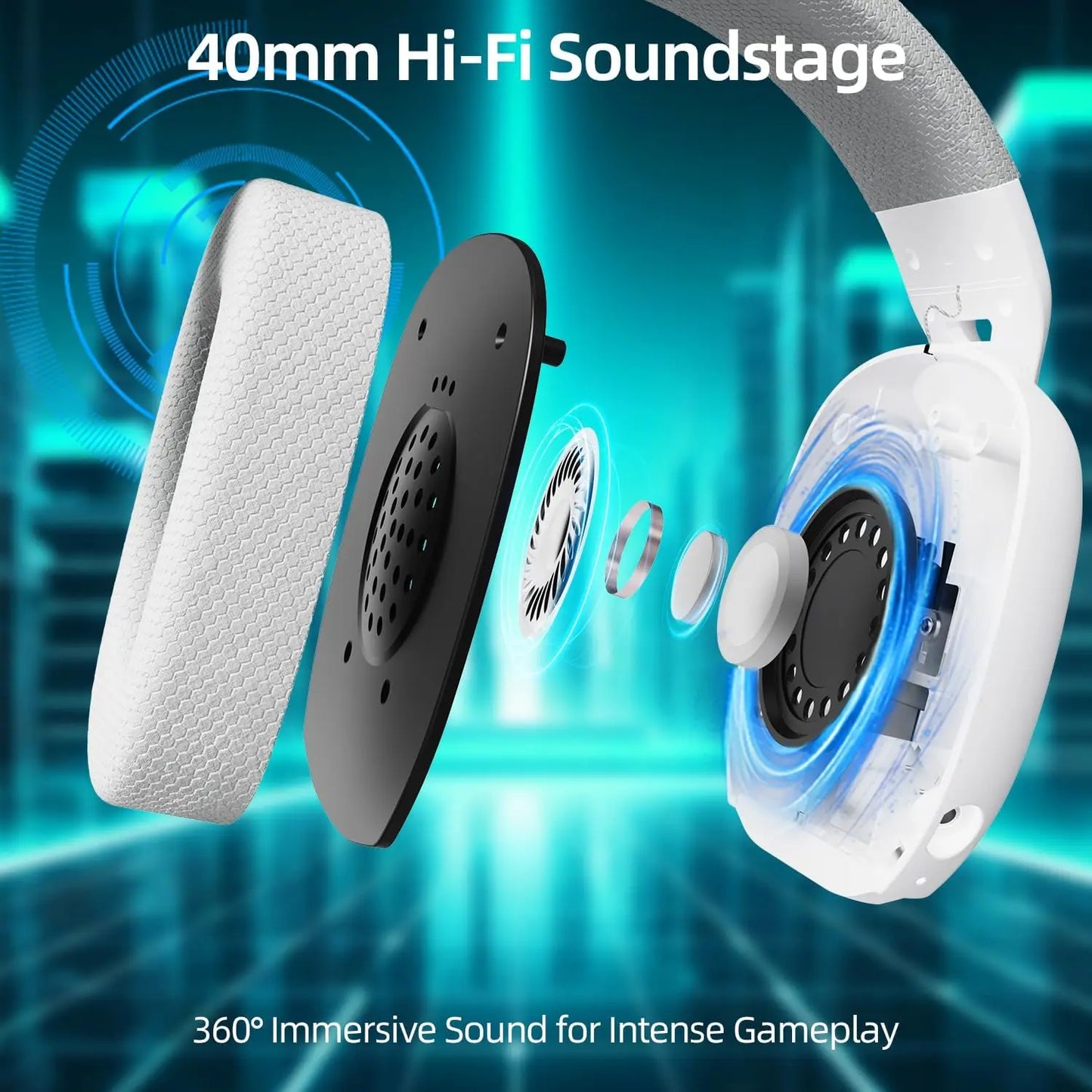 ATTACK SHARK L80PRO Wireless Gaming Headset Lightseed Tech- Built-in&Detachable Dual Microphone-Lightweight Headphone-Tri-Mode
