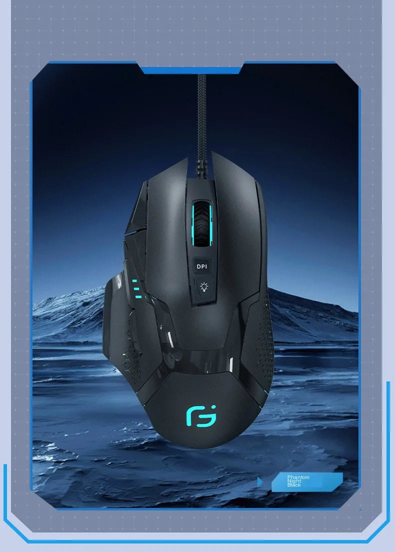 Wired Game Mouse 12000 DPI Adjustable Macro Programming RGB Backlight Ergonomics Design Fire Key E-sport Mause Gaming PC Mice