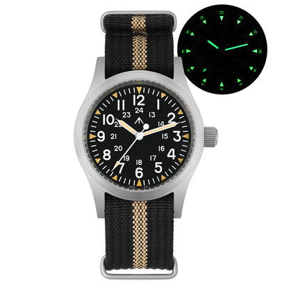 Militado ML05 Vintage Watch VH31 Sweep Second Movement Domed Sapphire Crystal With High Clear AR Coating Luminous 38mm Watches