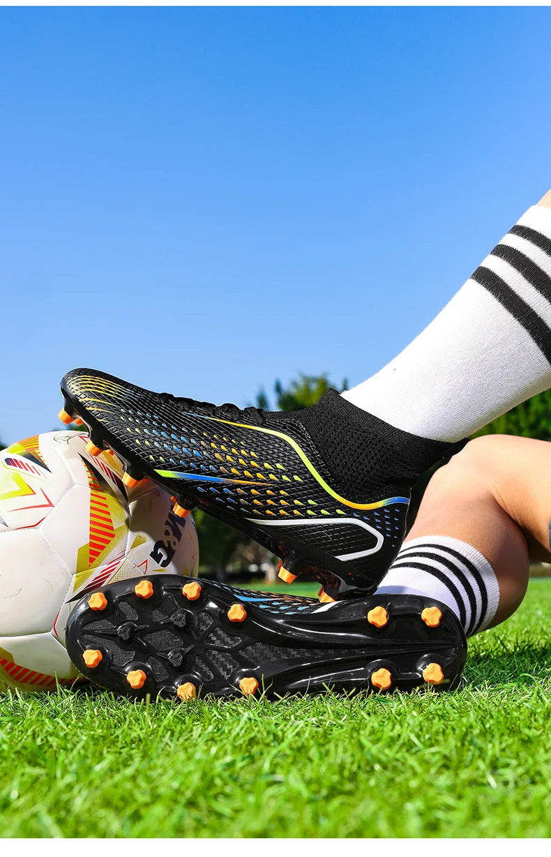 Men Outdoor Football Boots FG/TF Professional Training Soccer Shoes Cleats Turf Futsal Match Grass Unisex Non-slip Breathable