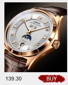 Luxury Brand Switzerland LOBINNI Perpetual Calendar Seagull Automatic Mechanical Men's Watches Sapphire Multi-function L13019-11