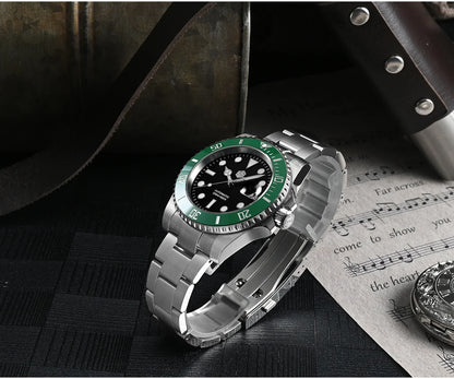 San Martin 40mm Water Ghost PT5000 Automatic Men Diving Watch Business Mechanical Sapphire Waterproof 20Bar Luxury BGW-9 SN0017D