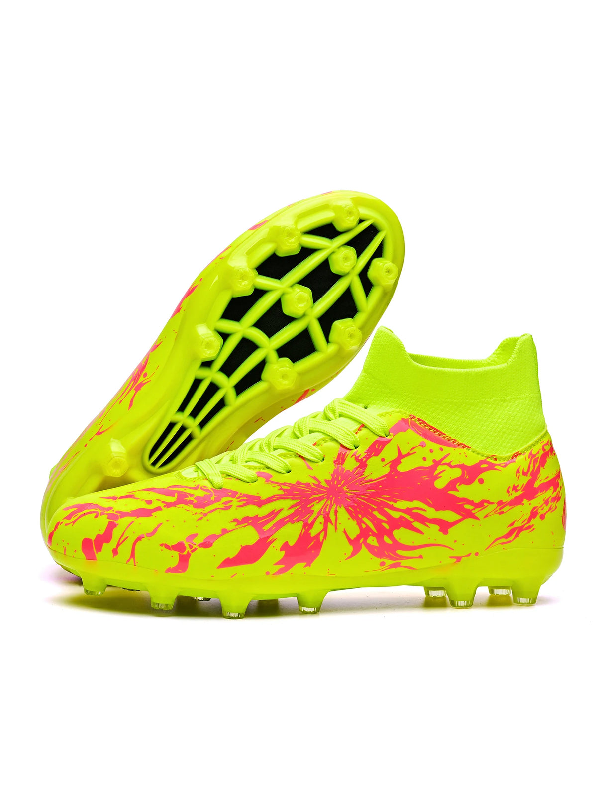 Chaussures de football pour adultes AG FG pour terrain ferme, crampons flexibles en PU à haute traction pour hommes, pour les matchs de football en extérieur et l'entraînement.