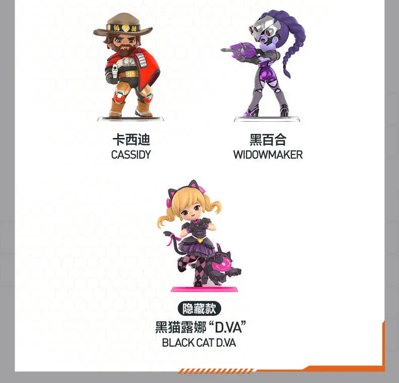 Aito POP MART Overwatch Play Of The Game -sarjan blind box PVC-keräilyfiguuri, työpöytäkoriste, tyttöjen lelumalli faneille