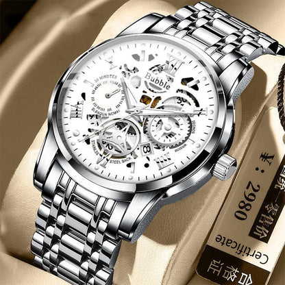 Herrenuhr UTHAI L93 – Trendiger Stil, erschwinglicher Luxus und vielseitig einsetzbar; Quarzwerk, leuchtende Anzeige, wasserdicht, durchbrochenes Zifferblatt mit römischen Ziffern.