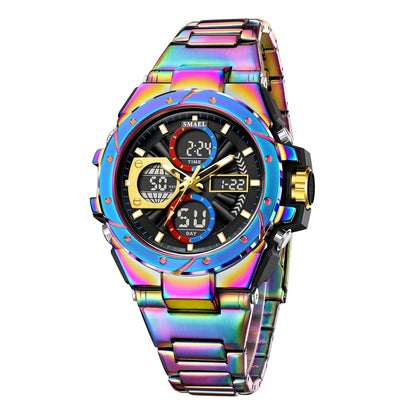 Herrenuhr SMAEL 8160 – Militär-Sportmodell, analog und digital, aus Edelstahl – Wasserdicht, mit LED-Anzeige, Wecker, Chronograph und Stoppuhr
