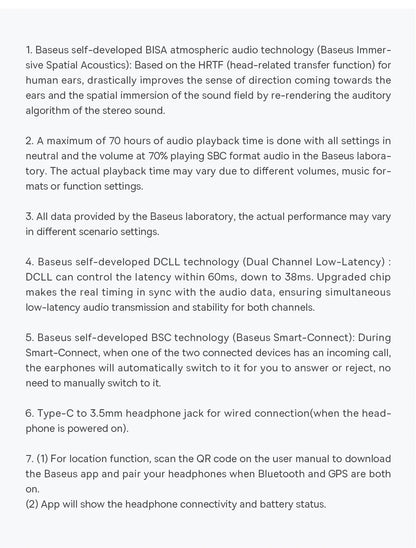Baseus Bowie D05 Headphones Wireless Earphone Bluetooth 5.3 Headset HiFI Stereo Fones Foldable Wireless Wired Dual Use Headphone