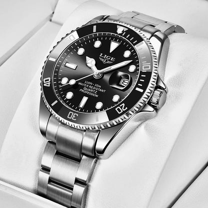 Montre-bracelet LIGE Fashion Business pour homme, étanche à 3 ATM, luminescente, montre de luxe sportive à quartz, chronographe de plongée