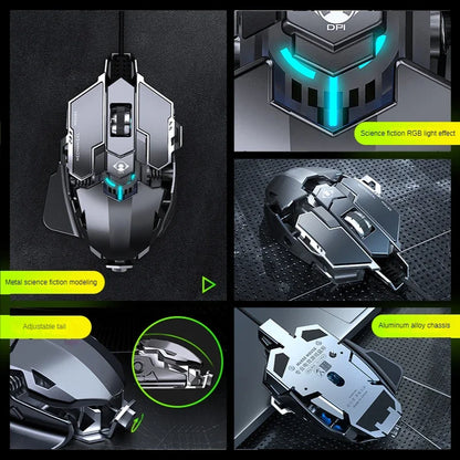 Hot Selling Mechanical Wired Gaming Mouse 9 Keys Macro Definition 12800DPI RGB Backlit Gaming Computer Mouse for Laptop Desktop