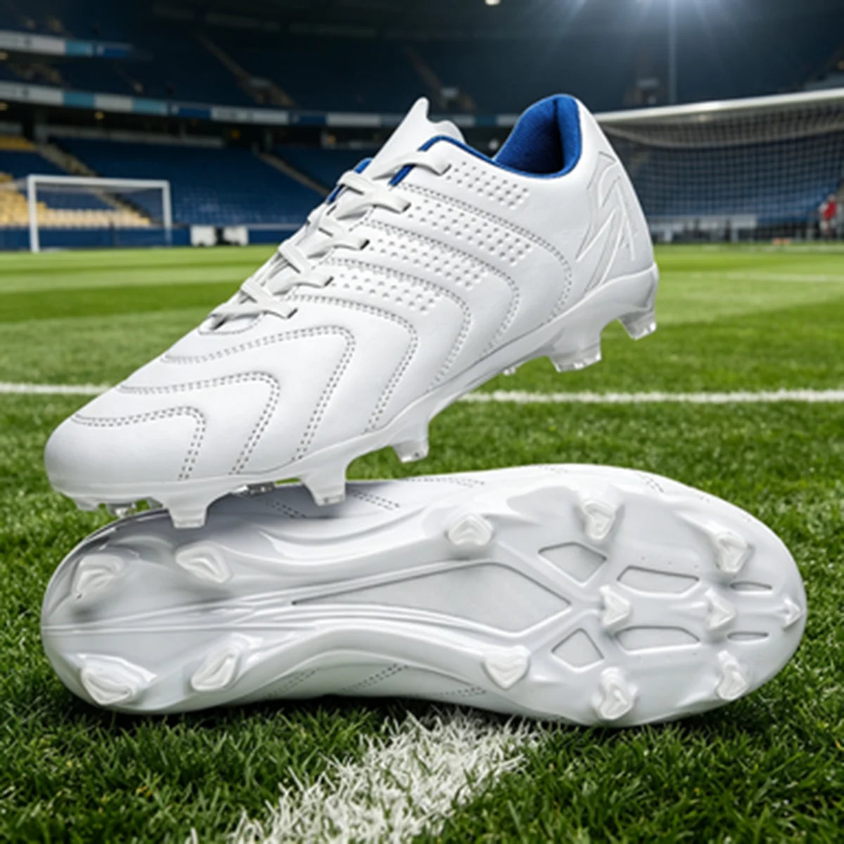 Chaussures de football FG AG pour adultes, tige légère en PU synthétique, crampons antidérapants pour terrain en herbe naturelle et artificielle en plein air