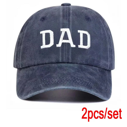 2 stuks unisex baseballpetten met geborduurde letters ‘DAD’ en ‘MOM’, wasbaar, voor lente en herfst, verstelbaar, casual, met zonwering