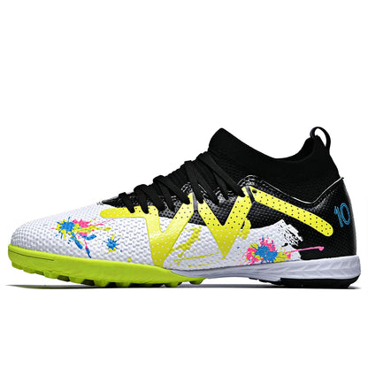 TF Turf Soccer Shoes PU Fabric Breathable Upper Rubber Sole Wear Resistant Anti Slip Men Women Kids Youth Training Sneakers