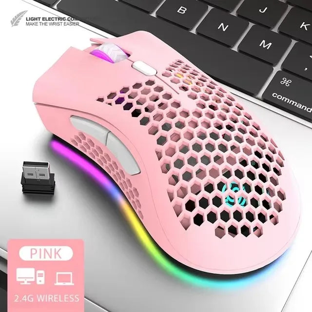 BM600 Rechargeable USB 2.4G Wireless RGB Light Honeycomb Gaming Mouse Desktop PC Computers Notebook Laptop Mice Mause Gamer