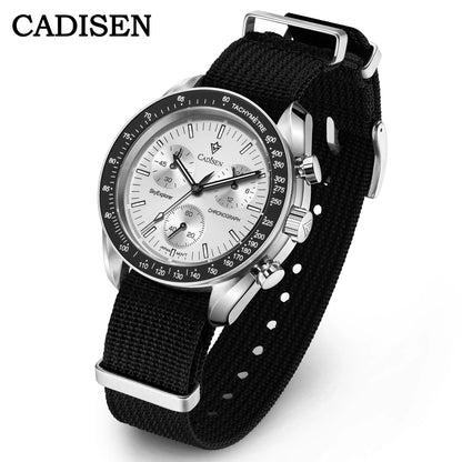 CADISEN Neue Herrenuhren Luxuriöse Quarz-Armbanduhr für Herren Saphirglas mit AR-Beschichtung Canvas VK68 Speed Chronograph Automatik