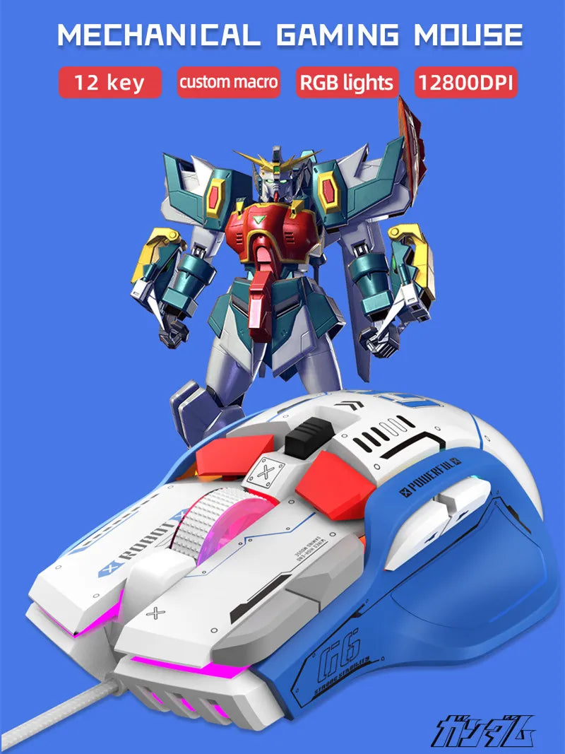High-end Programmable Gaming Mouse Wired 12800dpi 12 keys RGB Game Mice for Windows IOS  Home Office Laptop PC